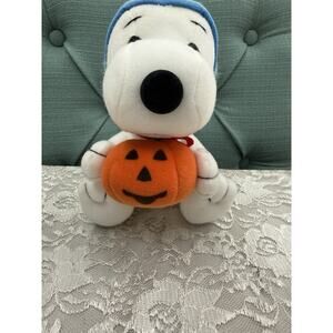 Vtg NWT SNOOPY Pumpkin Plush 6.5" Halloween Dog Peanuts Stuffed Animal Toy GIFT